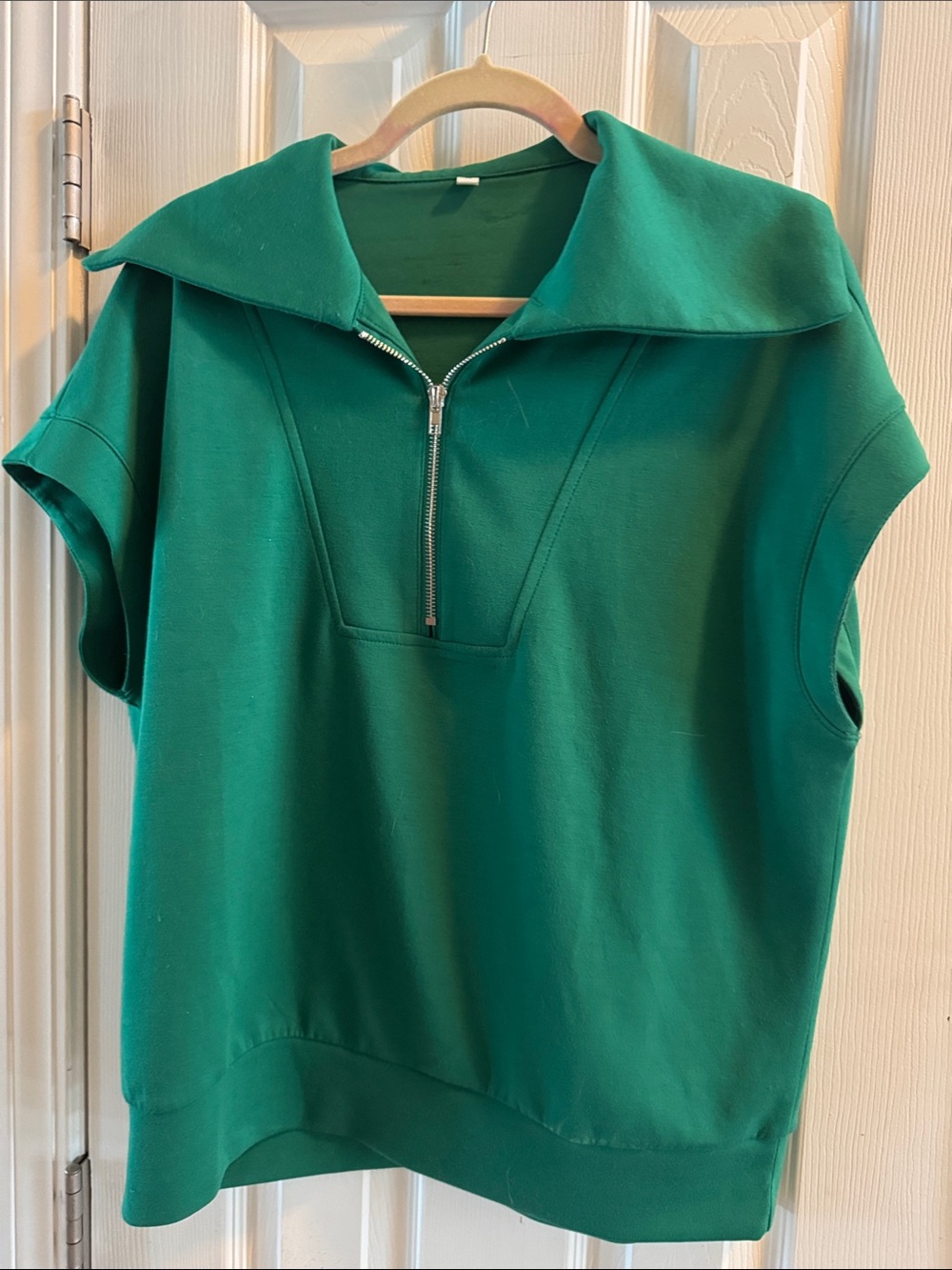 Green Half-Zip Short Sleeve Pullover